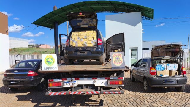 Operação conjunta apreende cigarros contrabandeados, armas e prende dois em Bom Jesus do Sul