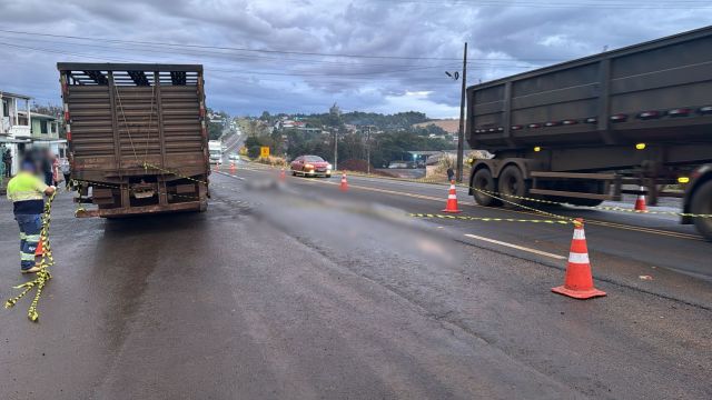 Imagem referente a notícia: Homem morre após ser atropelado por caminhão na PRC-280, em Renascença