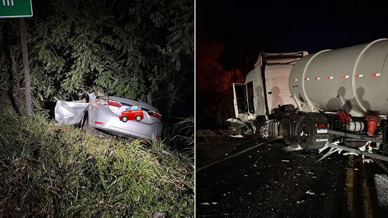 Colisão frontal entre caminhão e Corolla mata uma pessoa na PRC-280, entre Marmeleiro e Renascença