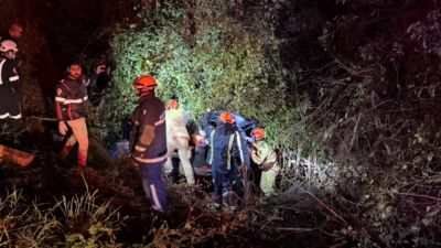 Imagem referente à notícia: Médica fica ferida após Jeep Compass sair da pista e bater em árvores entre Chopinzinho e Coronel Vivida