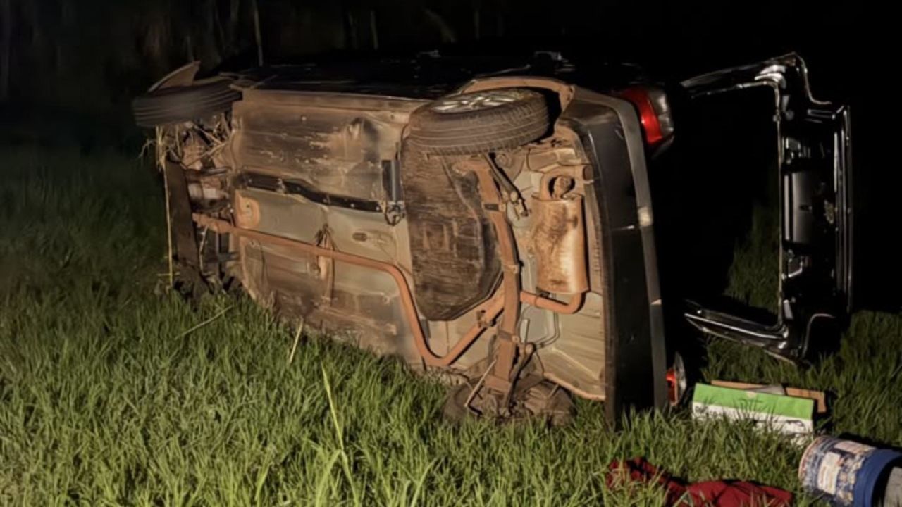 Motorista fica ferido em capotamento na BR-158 entre Chopinzinho e Coronel Vivida