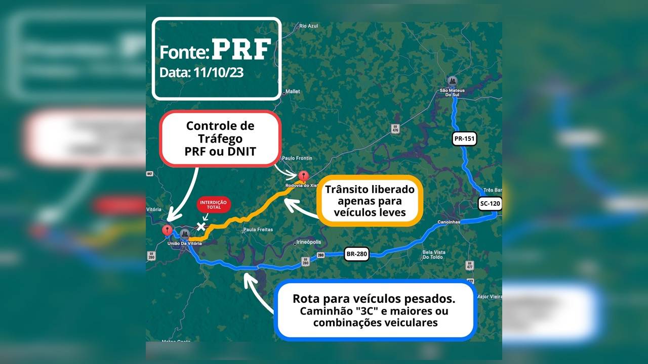 Deslizamento na BR-476 causa restrição de tráfego no sudeste paranaense