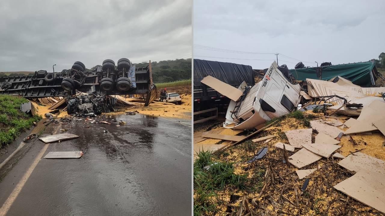 Caminhoneiro morre em colisão frontal entre caminhões na PRC-280 entre Pato Branco e Mariópolis