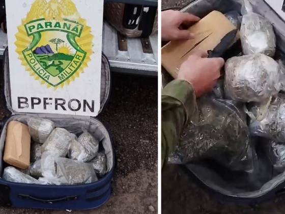 BPFRON apreende quase 5 kg de maconha em ônibus em Ampére e apreende menor