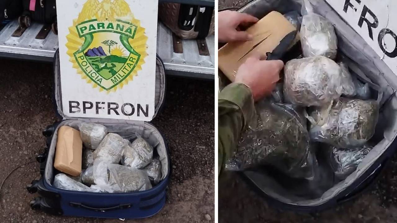 BPFRON apreende quase 5 kg de maconha em ônibus em Ampére e apreende menor