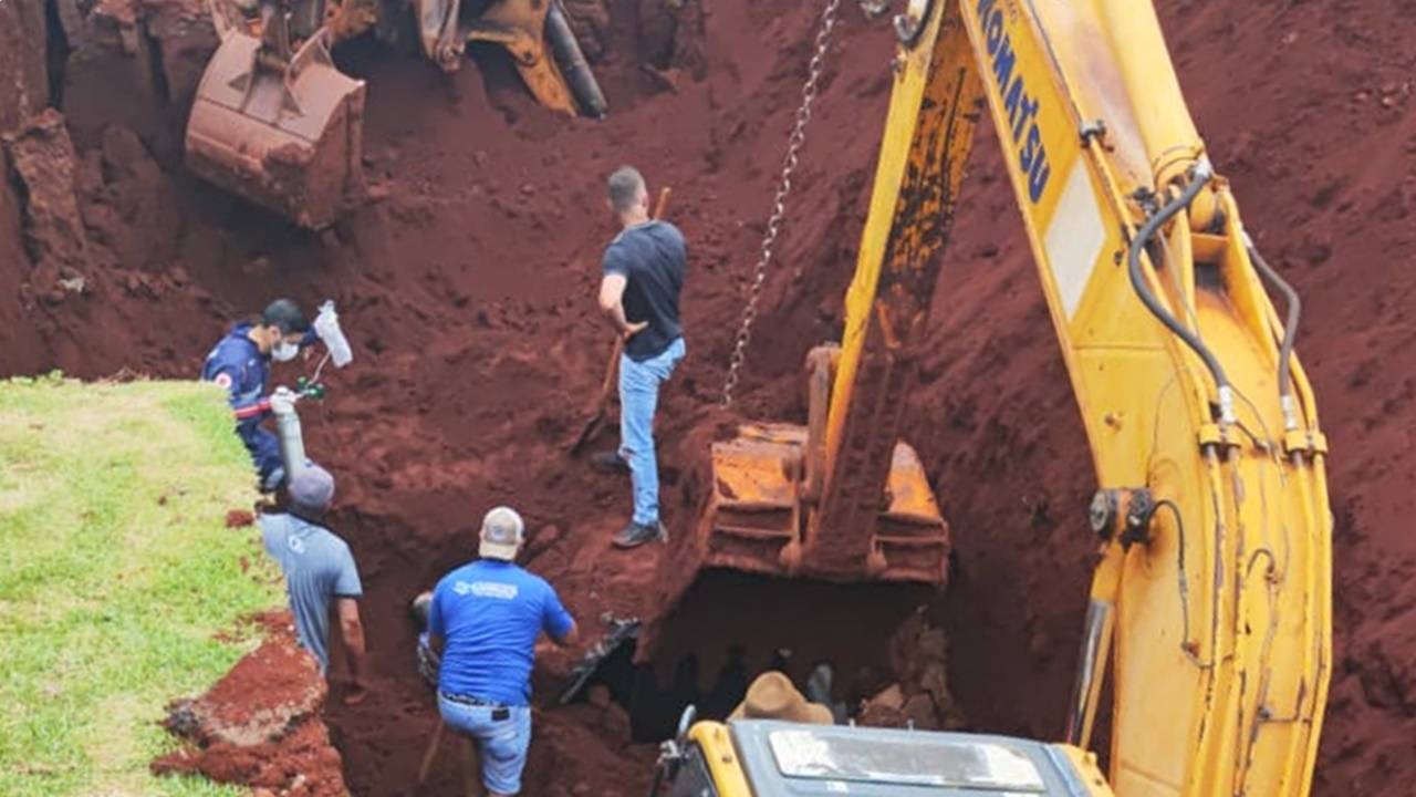 Trabalhador é soterrado em obra de macrodrenagem em Santa Izabel do Oeste