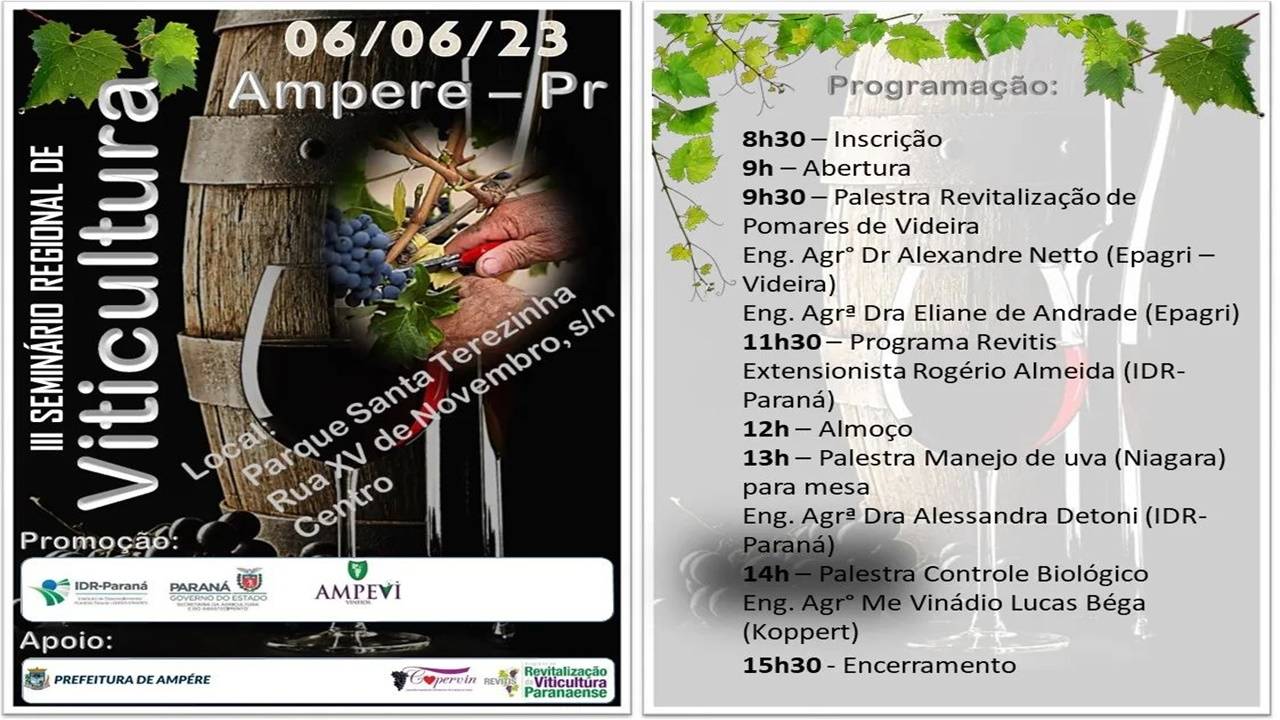 III Seminário de Vitivinicultura de Ampére promove avanços tecnológicos na produção de uvas e vinhos